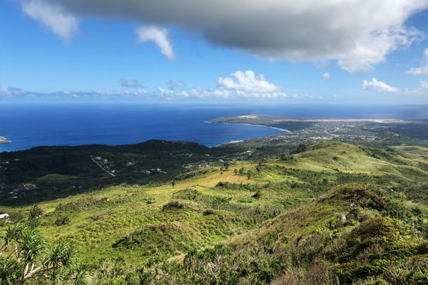 The land meets the ocean in the Northen Mariana Islands