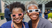 Regina Dotso. R.N., and Charlotte Washington were all smiles waiting for the eclipse!