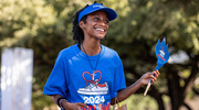 One participant is all smiles in her UTSW gear.