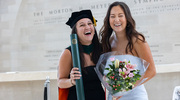 Madeline Tovar, M.D. (left), and Meredith Kim, M.D., are overcome with joy.
