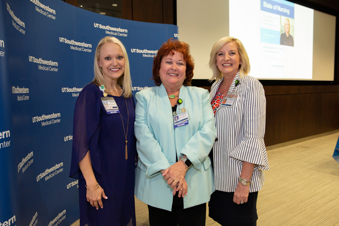 Nurse leaders Kelly Murphy, Victoria England, and Susan Hernandez, share a photo opp.