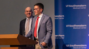 Ryan Davies, M.D., (left) and Ryan Butts, M.D., (right) accept the Program Development Award on behalf of the Pediatric Advanced Cardiac Care Program.