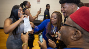 Olivia Iheme (left) and her family are more than excited to find out she matched to the University of Miami/Jackson Health System.