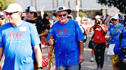 Walkers were greeted with a cascade of bubbles at the Heart Walk finish line.