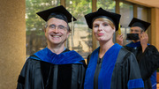 Karolina Stepien, recipient of the 2021 Ida M. Green Award, poses for a photo with mentor Jose Rizo-Rey, Ph.D., Professor of Biophysics, Biochemistry, and Pharmacology.