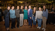 Dr. Prokesch celebrates with her husband, Michael Shiloh, M.D., Ph.D., and Internal Medicine colleague, Pearlie Chong, M.D., as well as members from Dr. Shiloh’s lab: Katheryn Rahlwes, Ph.D., Priscila Campos, Ph.D., Beatriz Dias, Ph.D., Giaochau Nguyen, B.S., Paola Parraga, Ph.D., and Kubra Naqvi, Ph.D.