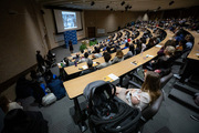 Dr. Bowen Matthew speaks to a full room about injustice in the health care system with a talk titled, “Just Medicine: A Vision That Depends on You.”