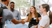 To kick off the school year, members of the newest cohort of the Peter O’Donnell Jr. School of Public Health mingle at the Incoming Student Welcome Event in June. UT Southwestern’s fourth school, launched in 2023, offers M.P.H., M.D./M.P.H., and Ph.D. programs. 