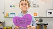 Chase writes on his valentine: “I love you from my head tomatoes!”