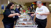 UT Southwestern Pride Brunch attendees enjoy the complimentary buffet.