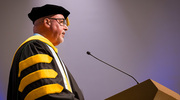 Jon Williamson, Ph.D., Dean of the School of Health Professions, welcomes graduates and guests.