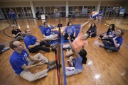 Players enjoy a volley