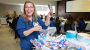 Aziza Young, Nurse Manager, 5 Green NICU, opts for an ice cream cone.