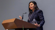 Dr. Sanghavi, one of two Institutional Service Award recipients, gave a shoutout to her 85-year-old mother and her husband, who were both in the audience.