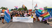 More than 200 members of the UTSW community and friends walk in the parade in support of the LGBTQIA+ community.