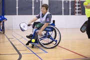 Player leans in during table tennis