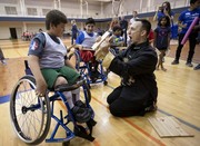 A martial artist tries a karate chop