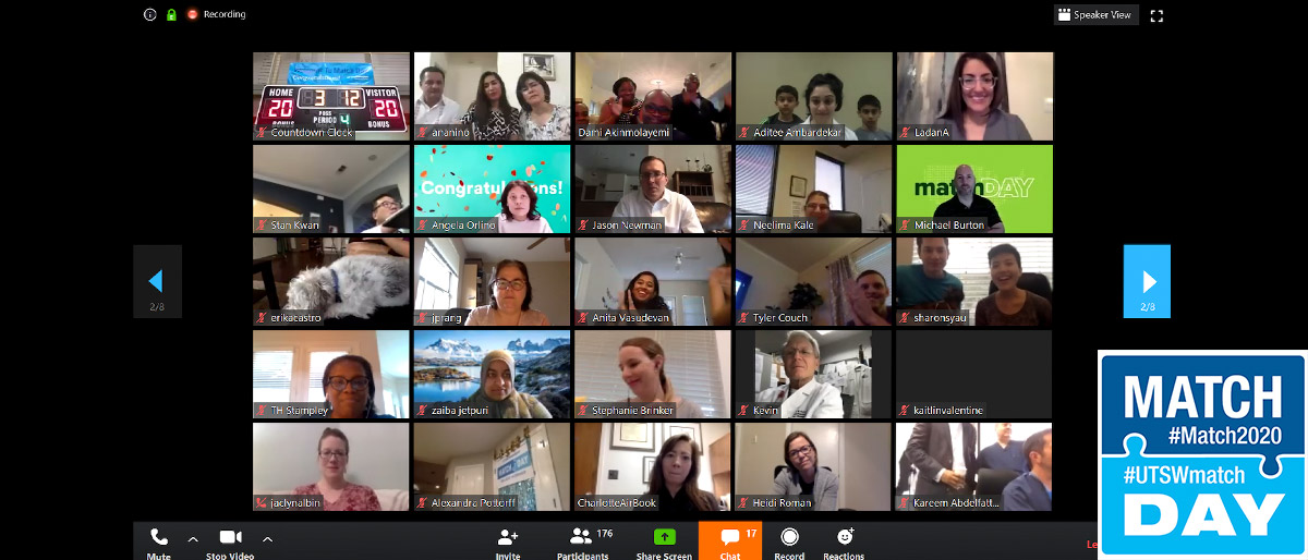 Screenshot of video conference with dozens of people connected