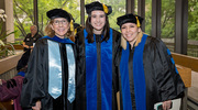 From left: Mentor Beth Kennard, Psy.D., Professor of Psychiatry, enjoys a photo op with Clinical Psychology graduate Ellen Marie Andrews, Ph.D., and Biological Chemistry graduate Natalie Ortiz Speer, Ph.D.