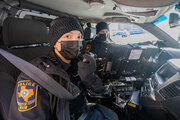 Officers Anaid Vejar and Cameron Starkes patrol the campus.