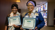 Platinum pin honorees Patricia Britton and Judith Khaya