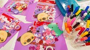 What’s the first step to making a valentine? Gather all the heart-shaped supplies!