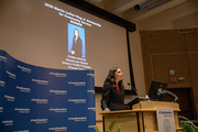 Doctor of physical therapy student Christina Martinez, recipient of the 2020 Martin Luther King Jr. Scholarship for Community Service, addresses the audience after receiving the honor.