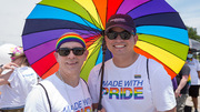 Parade: Enjoying the parade are UTSW employee Marcus Hurt and his partner, Greg Hurt.