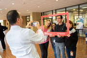 Dr. Amit Khera lends a hand to the selfie process at the Heart Month health fair on South Campus.