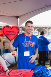 Executive Vice President for Business Affairs Arnim Dontes shows off his UTSW pride.