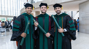Standing proud are (from left) Nidhish Lokesh, M.D., Joseph Campain, M.D., and Umer Nadir, M.D.