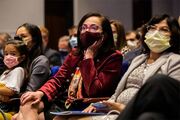 Some of the evening’s winners watching the ceremony and celebrating their colleagues. From left: Dr. Nina Sanford, Rising Star Award recipient, and daughter; and Mentoring Award recipients Dr. Lina Chalak and Dr. Sunati Sahoo.