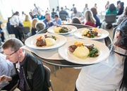 Honorees were served sautéed beef tenderloin medallions, butterfly shrimp, whipped gold potatoes, spinach and braised tomatoes, and whole grain mustard jus.