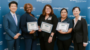 W. P. Andrew Lee, M.D., Executive Vice President for Academic Affairs, Provost, and Dean, UT Southwestern Medical School, pictured with Gold pin recipients.