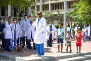 Dr. Dale Okorodudu, Assistant Professor of Internal Medicine, addressed the crowd encouraging physicians to use their influence to combat racism. “Speaking for everyone who’s ever felt oppressed thank you guys so much for being here, thank you for hearing our cry, thank you for being a part of it, and thank you for letting us know we’re not alone.”