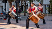 The Argentinian dancers demonstrate a traditional drum performance.