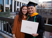 Alia Soomro, master of physician assistant studies, poses with loved one Tanya Moren.