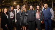 Dr. Lingvay (middle) celebrates the moment with members of her team (from left: Lina Gonzalez Duarte, Hannah Hickman, Lainey Harrell, Marielle Berger-Nagele, Jovana Valdez, Norberto Aguilar).