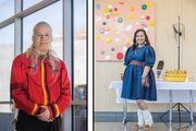 Mr. Brunette, of the Oneida Tribe, and Ms. Piechowski-Begay, of the Navajo Tribe, wear traditional Native attire.