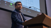 Keynote speaker Nigam Shah, M.B.B.S., Ph.D., Chief Data Scientist at Stanford Health Care, addresses the challenges in responsibly adopting AI into health care practices.