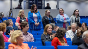 Dr. Nelson asked his eMCAP teammates in the audience to stand in acknowledgement. From left: Lisa Moseley, Melissa Lopez, Katherine Gonzales, Marissa Santillan, and Dr. Andrea Rizkallah.