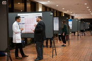 Medical student Jeffrey Li discusses his research with Dr. Yasin Dhaher.