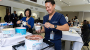 Celebrants indulge in the ice cream options.