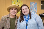 Spiritual Care and Support volunteer Berta Montes, who was nominated for Volunteer of the Year for the Dallas-Fort Worth Hospital Council Awards, and Nicole Edwards, Volunteer Services Administrative Assistant.