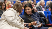 2023 Institutional Service Award recipients Drs. Vanessa Rogers and Rina Sanghavi (left to right) shared a few smiles during the award ceremony.