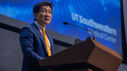 W. P. Andrew Lee, M.D., Executive Vice President for Academic Affairs, Provost, and Dean of UT Southwestern Medical School, introduces John Zerwas, M.D., Executive Vice Chancellor for Health Affairs for the University of Texas System.