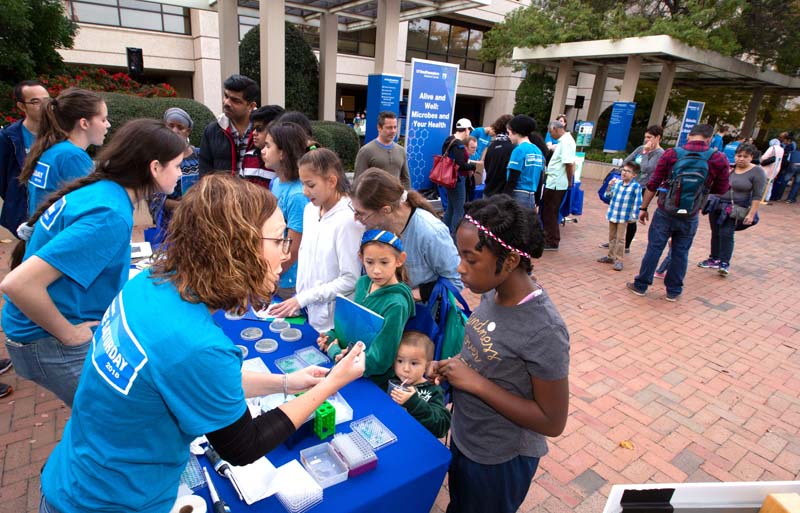 Faculty, students, and staff operated 21 booths demonstrating a range of sciences and answered questions from visitors.