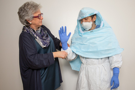Dr. Perl with ebola worker