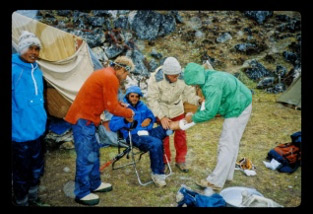 Dr. Benjamin Levine (tan jacket) and colleagues