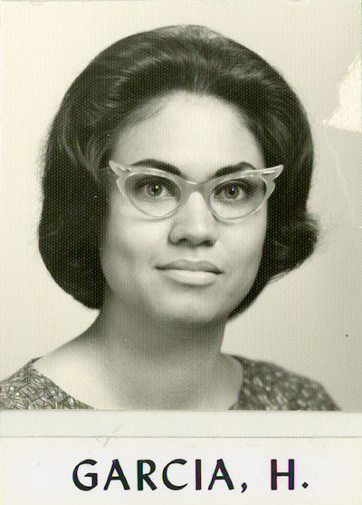 Woman with glasses in black and white photo